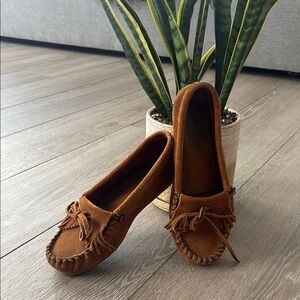Minnetonka Brown Moccasins with Fringe
